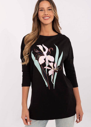 Cotton Blend Blouse – Classic Neckline & Feminine Floral Detail - MimiStylez