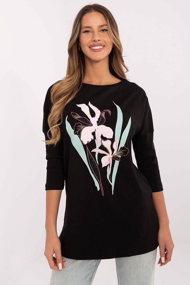 Cotton Blend Blouse – Classic Neckline & Feminine Floral Detail - MimiStylez