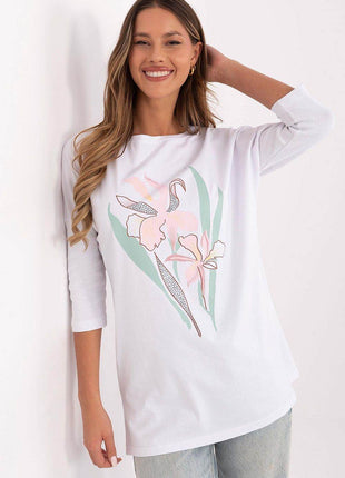 Cotton Blend Blouse – Classic Neckline & Feminine Floral Detail - MimiStylez