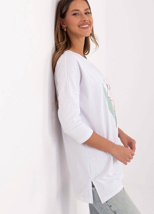 Cotton Blend Blouse – Classic Neckline & Feminine Floral Detail - MimiStylez