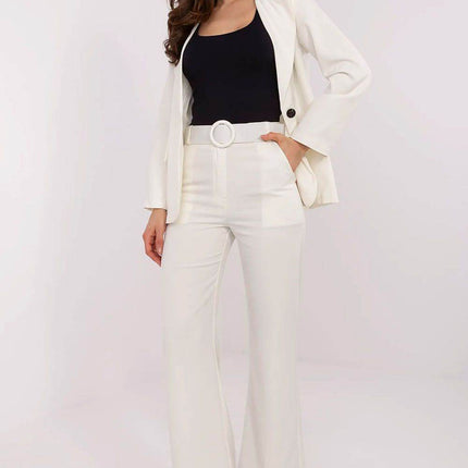 Women's Elegant Flared Pants – High Waist, Belted, with Slip Pockets - MimiStylez
