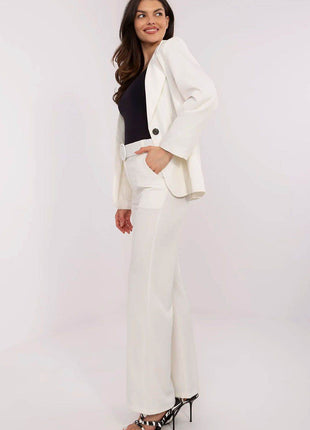 Women's Elegant Flared Pants – High Waist, Belted, with Slip Pockets - MimiStylez