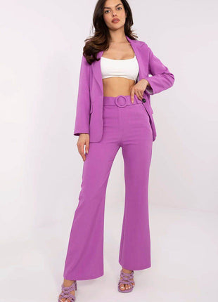 Women's Elegant Flared Pants – High Waist, Belted, with Slip Pockets - MimiStylez