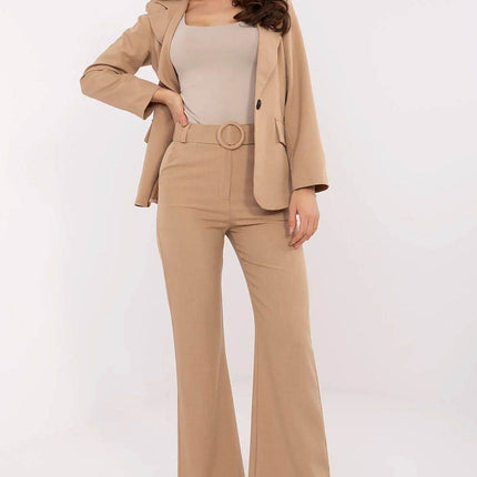 Women's Elegant Flared Pants – High Waist, Belted, with Slip Pockets - MimiStylez