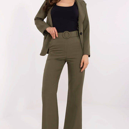 Women's Elegant Flared Pants – High Waist, Belted, with Slip Pockets - MimiStylez