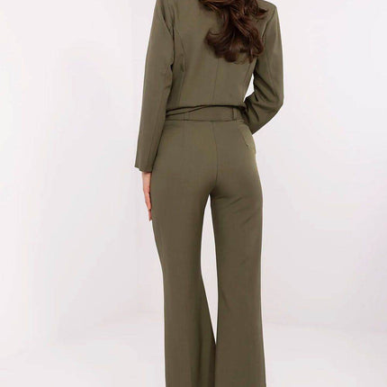 Women's Elegant Flared Pants – High Waist, Belted, with Slip Pockets - MimiStylez