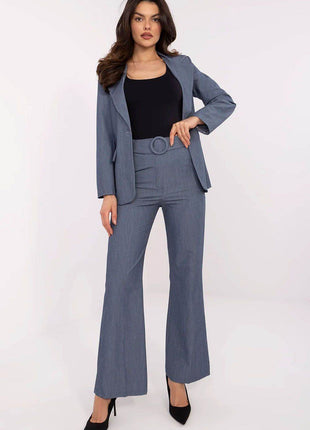 Women's Elegant Flared Pants – High Waist, Belted, with Slip Pockets - MimiStylez