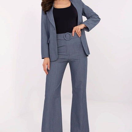 Women's Elegant Flared Pants – High Waist, Belted, with Slip Pockets - MimiStylez