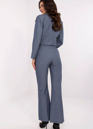 Women's Elegant Flared Pants – High Waist, Belted, with Slip Pockets - MimiStylez