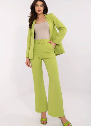 Women's Elegant Flared Pants – High Waist, Belted, with Slip Pockets - MimiStylez