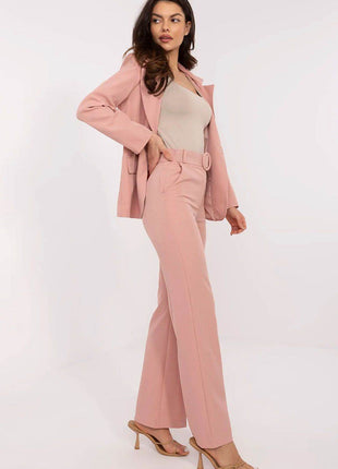 Women's Elegant Flared Pants – High Waist, Belted, with Slip Pockets - MimiStylez