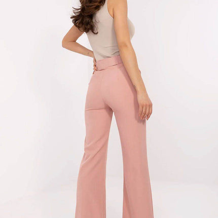 Women's Elegant Flared Pants – High Waist, Belted, with Slip Pockets - MimiStylez