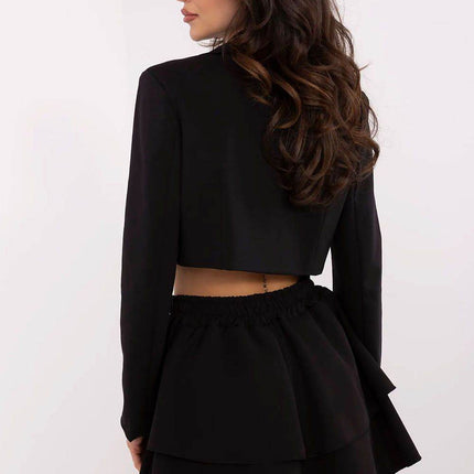 Flared Mini Skort with Elastic Waist and Decorative Patch - MimiStylez