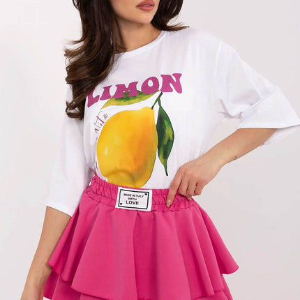 Flared Mini Skort with Elastic Waist and Decorative Patch - MimiStylez