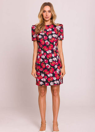 Floral Mini Dress with Puffed Sleeves and Waist-Enhancing Seams - MimiStylez