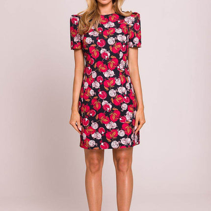 Floral Mini Dress with Puffed Sleeves and Waist-Enhancing Seams - MimiStylez