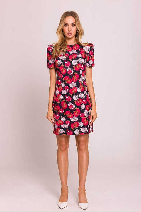 Floral Mini Dress with Puffed Sleeves and Waist-Enhancing Seams - MimiStylez