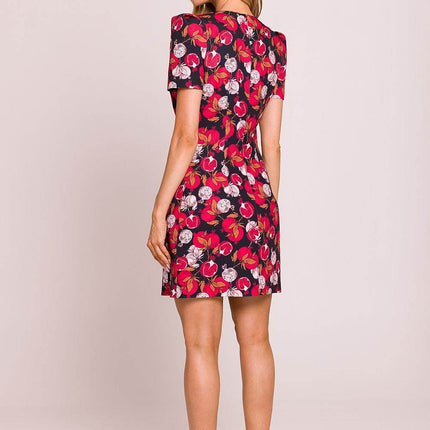 Floral Mini Dress with Puffed Sleeves and Waist-Enhancing Seams - MimiStylez