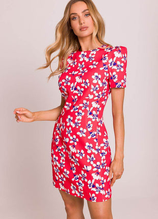 Floral Mini Dress with Puffed Sleeves and Waist-Enhancing Seams - MimiStylez