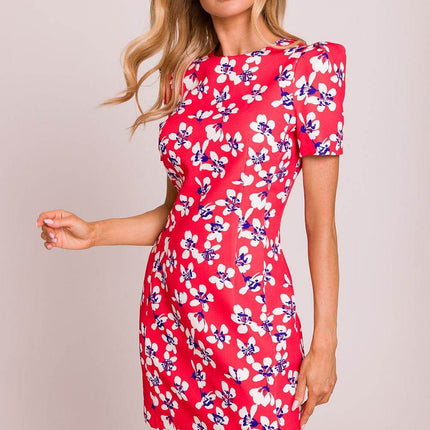 Floral Mini Dress with Puffed Sleeves and Waist-Enhancing Seams - MimiStylez