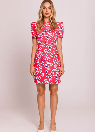 Floral Mini Dress with Puffed Sleeves and Waist-Enhancing Seams - MimiStylez