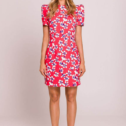 Floral Mini Dress with Puffed Sleeves and Waist-Enhancing Seams - MimiStylez