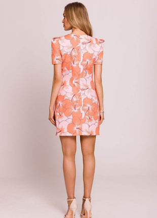 Floral Mini Dress with Puffed Sleeves and Waist-Enhancing Seams - MimiStylez