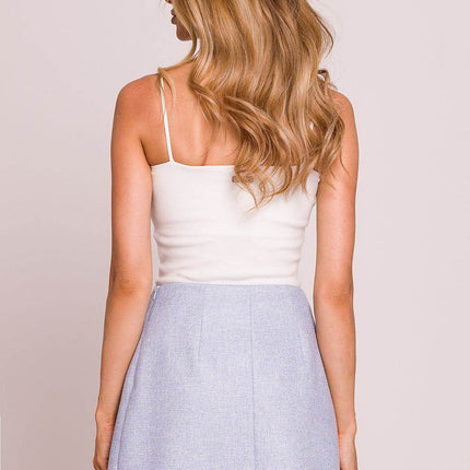 Asymmetrical Trapeze Mini Skirt with Gold Heart Button - MimiStylez