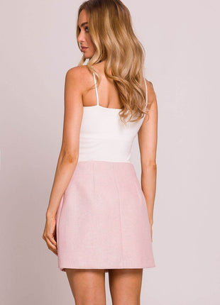 Asymmetrical Trapeze Mini Skirt with Gold Heart Button - MimiStylez