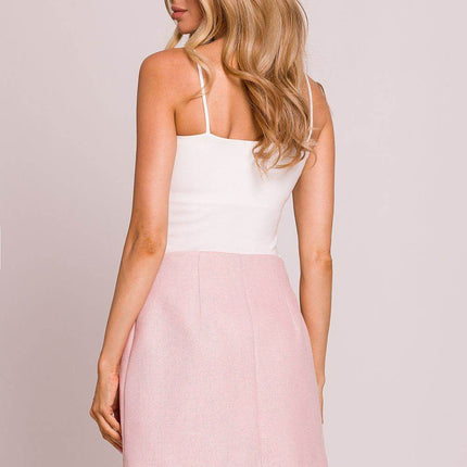 Asymmetrical Trapeze Mini Skirt with Gold Heart Button - MimiStylez