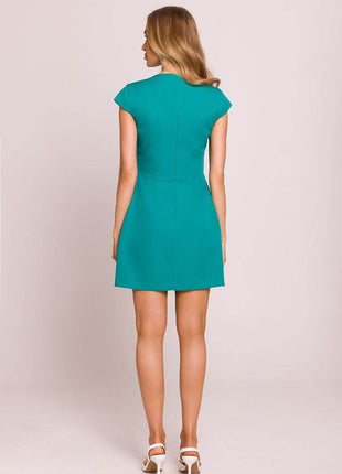 Hourglass Mini Dress with Square Neckline and Short Sleeves - MimiStylez