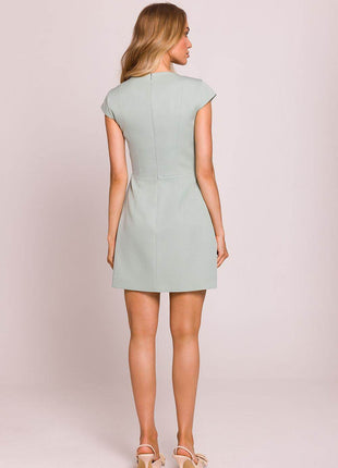 Hourglass Mini Dress with Square Neckline and Short Sleeves - MimiStylez