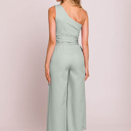 Asymmetrical One-Shoulder Jumpsuit with Side Scarves - MimiStylez