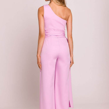 Asymmetrical One-Shoulder Jumpsuit with Side Scarves - MimiStylez