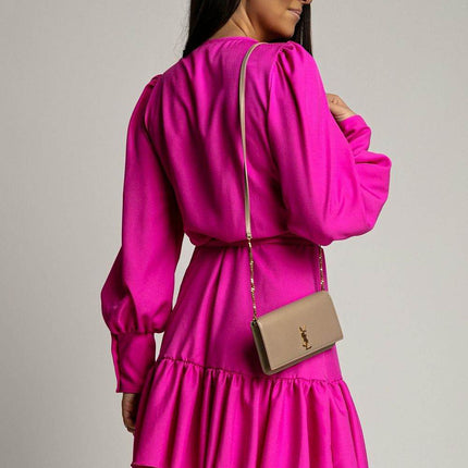 Short Wrap Dress with Sweetheart Neckline, Waist Tie & Ruffle Hem - MimiStylez