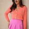 Short V-Neck Knit Sweater with Buttons – Soft, Stylish & Versatile - MimiStylez
