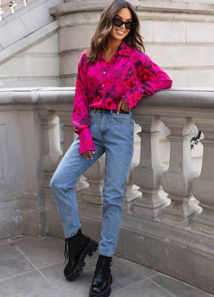 Elegant Striped Shirt with Inscriptions & Wide Cuffs – Classic with a Twist - MimiStylez