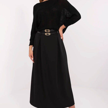 Elegant Maxi Skirt with Front Pleats and Waist Belts - MimiStylez