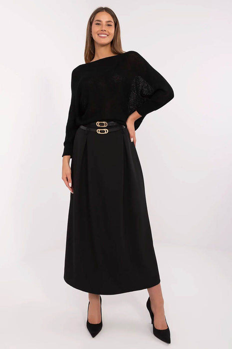 Elegant Maxi Skirt with Front Pleats and Waist Belts - MimiStylez