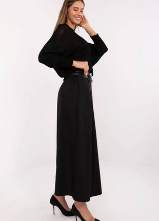 Elegant Maxi Skirt with Front Pleats and Waist Belts - MimiStylez