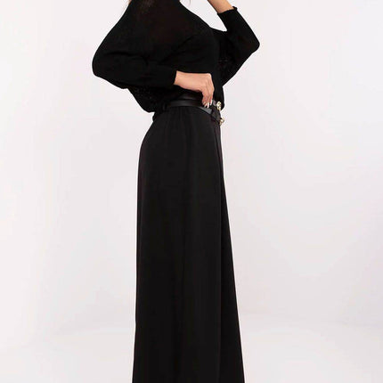 Elegant Maxi Skirt with Front Pleats and Waist Belts - MimiStylez