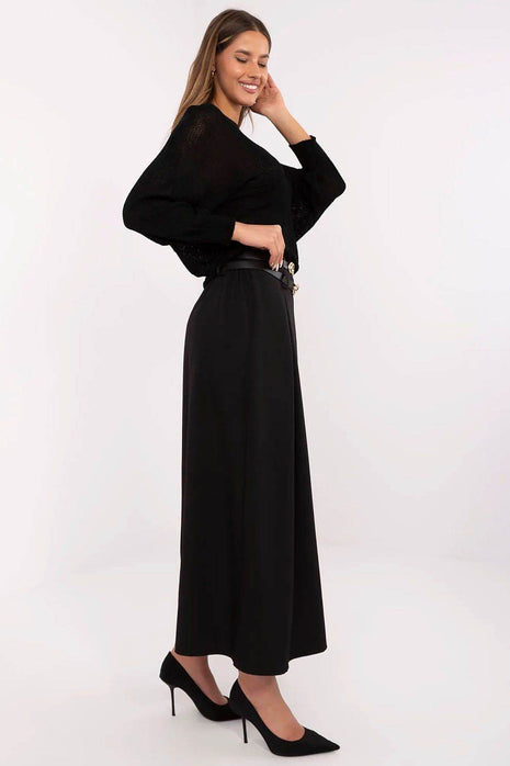 Elegant Maxi Skirt with Front Pleats and Waist Belts - MimiStylez