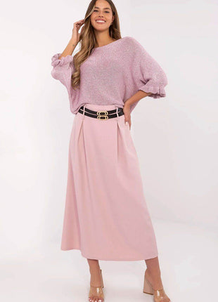 Elegant Maxi Skirt with Front Pleats and Waist Belts - MimiStylez
