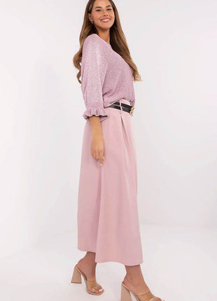 Elegant Maxi Skirt with Front Pleats and Waist Belts - MimiStylez