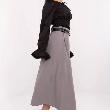 Elegant Maxi Skirt with Front Pleats and Waist Belts - MimiStylez