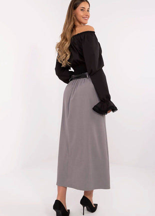 Elegant Maxi Skirt with Front Pleats and Waist Belts - MimiStylez