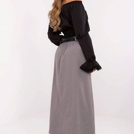 Elegant Maxi Skirt with Front Pleats and Waist Belts - MimiStylez