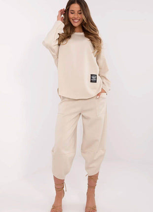 Women's Casual Tracksuit Set with High-Waist Pants & Long Sleeve Sweatshirt - MimiStylez