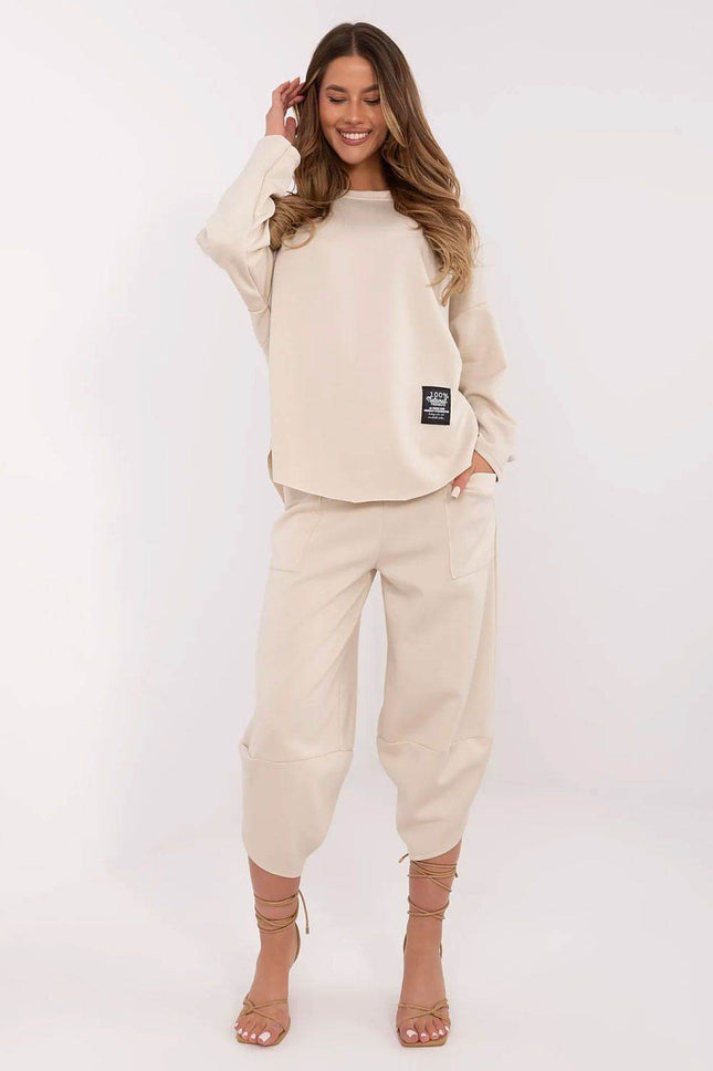 Women's Casual Tracksuit Set with High-Waist Pants & Long Sleeve Sweatshirt - MimiStylez
