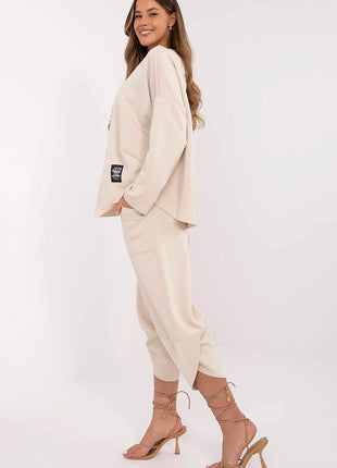Women's Casual Tracksuit Set with High-Waist Pants & Long Sleeve Sweatshirt - MimiStylez